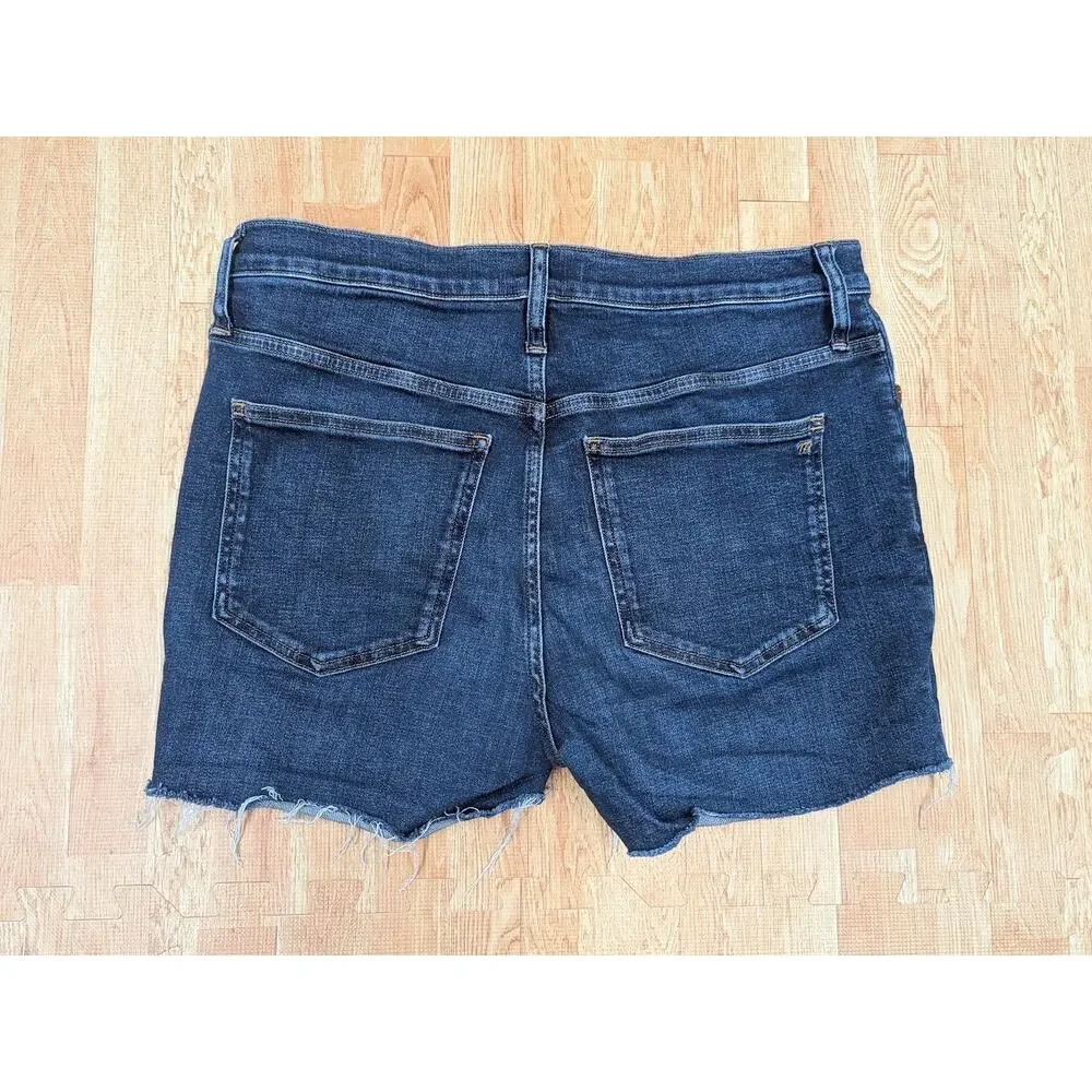 Madewell Mid-Rise Cut Off Distressed Blue Denim Jean Shorts Sz 31 Womens